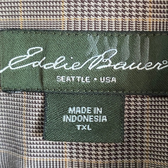 Eddie Bauer Beige/Tan Men's Classic Fit Long Sleeve Button Up Shirt Size‎ TXL - Picture 2 of 13
